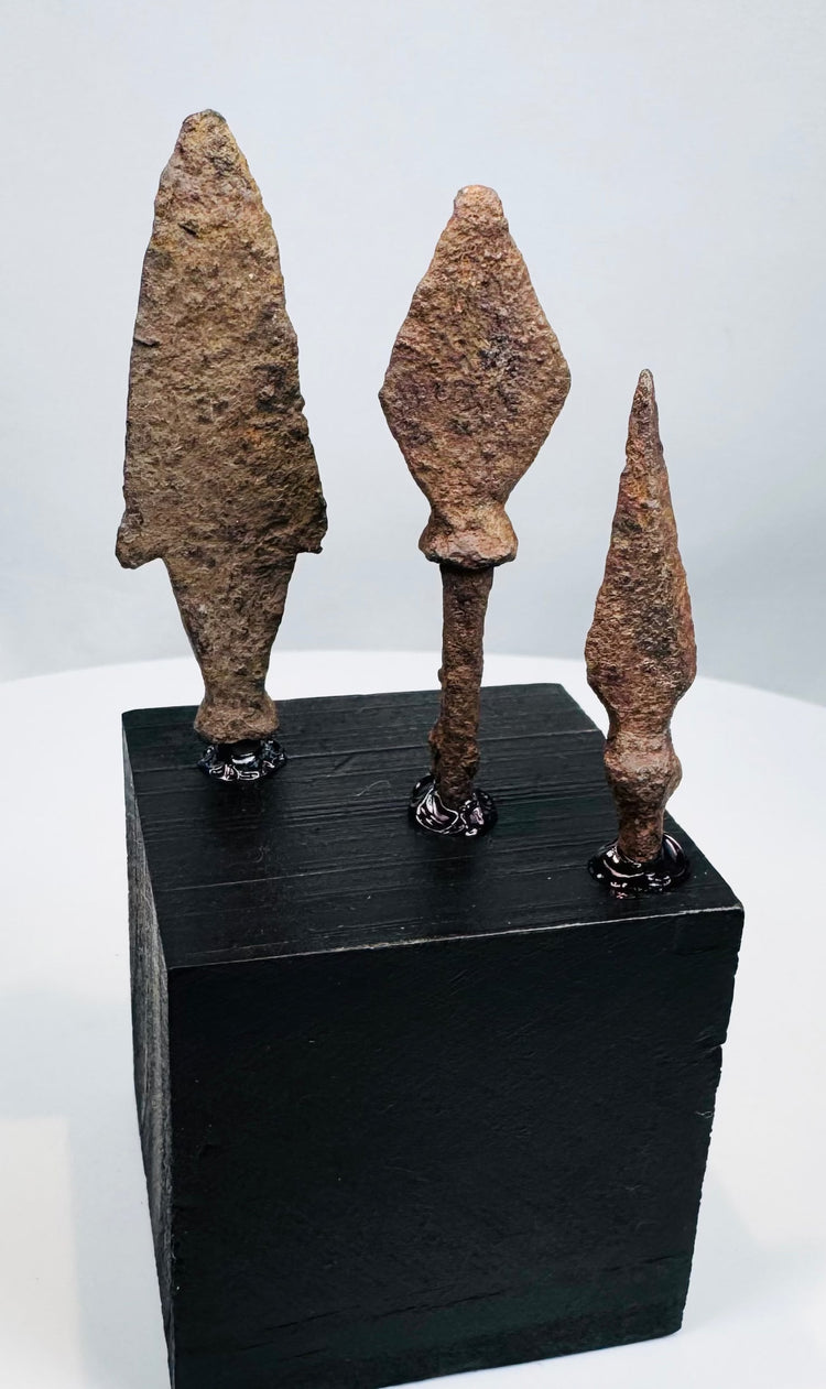 Mounted Roman to medieval projectile point collection dating from the 3rd–14th century CE