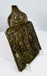 Russian Empire bronze travel icon depicting Christ enthroned above Saints Blaise and Athanasius, nineteenth century.