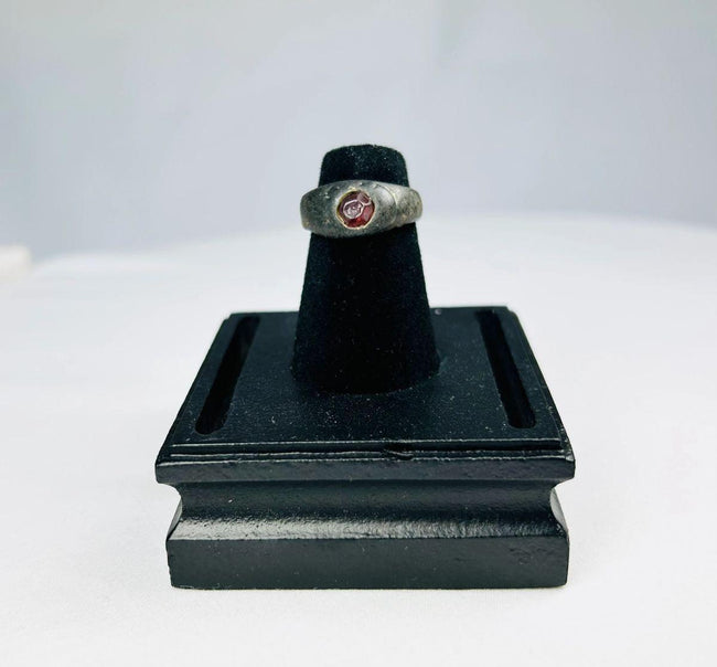 Ancient Sassanian silver ring with polished carnelian intaglio circa 224–651 CE