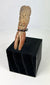 Classic period Veracruz terracotta figurine with ridged headdress and red slip remnants
