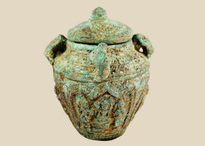 Jarra de bronce de la dinastía Shang-Zhou | Vasija ritual de cuatro asas con tapa | Hacia 1600-256 a. C.