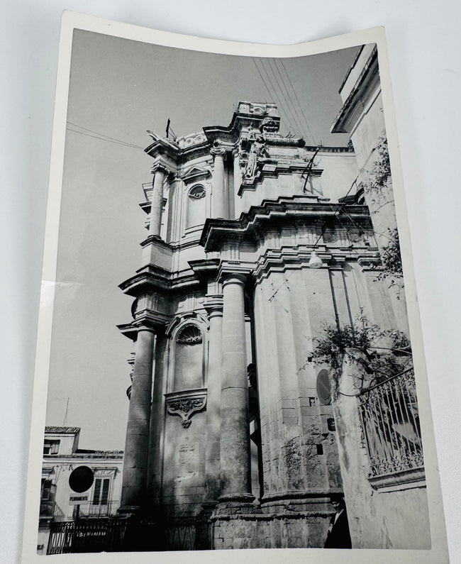 Historic postcard depicting the Church of San Domenico in Noto, Sicily, retained as part of the fragment's provenance documentation.