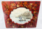 Meiji period Japanese lacquerware with hand painted scene and decorative counter