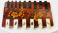 Japanese urushi lacquer frame with hand painted landscape and scoring counter