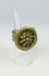 Late 19th century silver-toned ring with raised floral rosette and delicate detailing.
