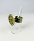 Victorian silver ring with raised floral rosette and intricate beaded edging.