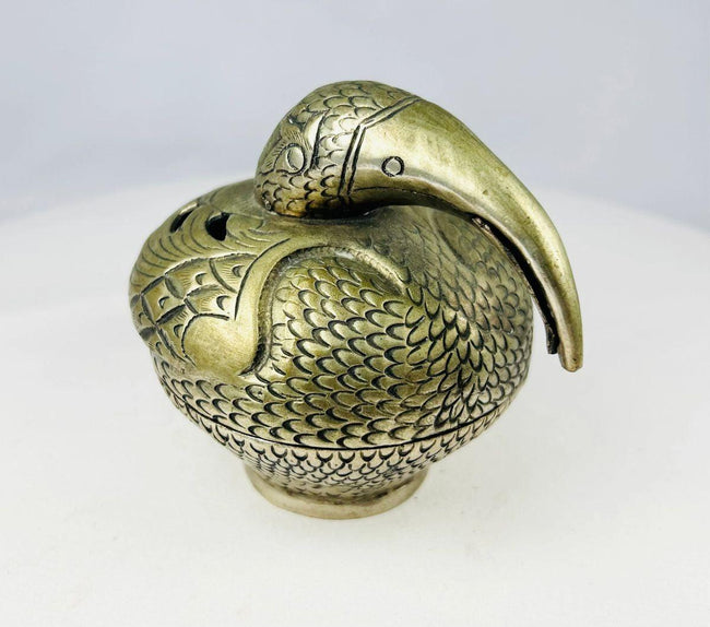 South Indian ritual bronze incense holder with natural aged patina