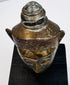 Thai or Cambodian style crowned Buddha head with aged patina and traditional Buddhist iconography