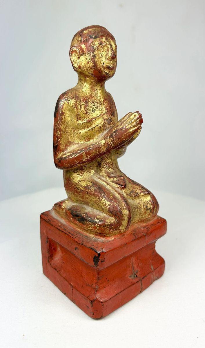 Asie du Sud-Est | Laque dorée | Statue de moine | Vers XVIIIe-XIXe siècle