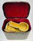 Antique United States Naval officer epaulettes with gold bullion fringe in fitted storage case