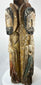 Spanish Colonial altar or retablo column sculpture with haloed saint figures.