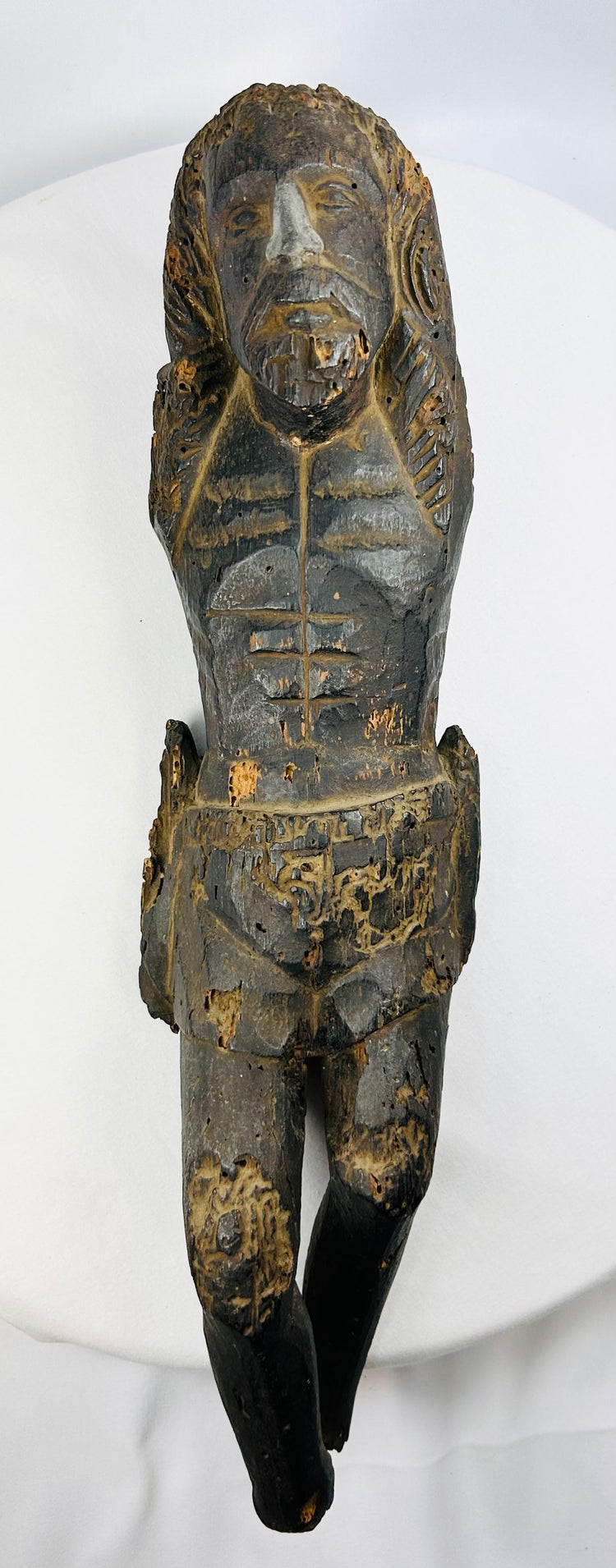 Authentic Spanish Colonial religious artifact with original surface remnants