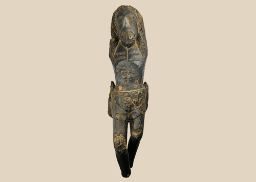 16th century Spanish Colonial carved wooden Christ figure with aged devotional wear