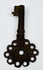 Early colonial forged iron key from the Spanish Americas with simple functional design and authentic aged wear.