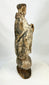 Colonial era carved wooden santo representing a Catholic friar, likely Franciscan or Dominican, with aged devotional wear.