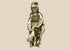 Antique Spanish Colonial Santo statue, hand-carved from wood with remnants of polychrome paint, depicting a robed religious figure with folded hands, traditional hairstyle, and worn surface patina, dating to the 18th–19th century, used for devotional practices in colonial-era Catholic households.