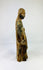 Historic Spanish Colonial devotional statue carved in wood, featuring serene facial expression and time-worn polychrome
