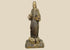 Antique Spanish Colonial wooden devotional statue, circa 18th–19th century, hand-carved with open hands in blessing pose, mounted on pedestal, with remnants of original gilt and polychrome paint, patina, and wear from centuries of use.