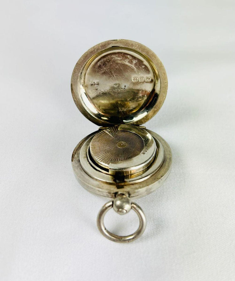 Compact Victorian sterling silver sovereign case for holding coins, personalized engraved monogram