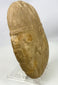 Antique-style carved stone warrior head with bearded facial form