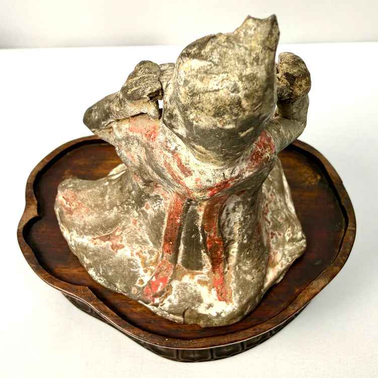 Rear view of Tang Dynasty terracotta court musician statue hairstyle