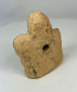 Rear and side profile of terracotta equestrian figurine showing body proportion and patina.