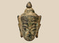 Thai bronze Buddha head with elongated earlobes, ushnisha and naturally encrusted patina, 18th century or earlier