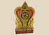 Thai Buddhist shrine panel carved from teakwood, gilded over red lacquer, featuring central dharmachakra and twin naga serpents, late 19th century, Rattanakosin/Lanna tradition, 24.5 x 15 inches