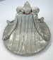 Thai glazed stoneware covered jar with tall finial, ribbed lid, and buff-to-reddish unglazed foot.