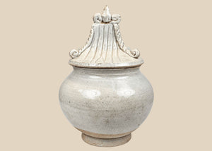 Thai Sawankhalok Glazed Stoneware Covered Jar with Architectural Lid | Circa 15th–16th Century