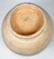 Antique Thai globular stoneware jar with architectural cover, pale crackled glaze, and circular firing-support mark on underside.