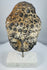 Southeast Asian Buddha head sculpture showing aged stone surface and surviving pigment