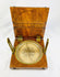 Back view of antique walnut case housing mid-19th century alidade surveying compass