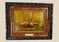 Oil on panel painting titled “Overturned Tree Root,” attributed to Thomas Mower Martin (1838–1934), Canada, late 19th–early 20th century. Depicts a twisted tree root with detailed textures, earthy tones, and interplay of light and shadow. Ex-Robert McLaughlin Gallery, reflecting Martin’s naturalistic style and Canadian landscape tradition.