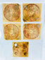 Antique Tibetan Buddhist yantra set featuring sacred diagrams and mantras in red ink