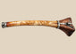 Antique Tibetan kangling ritual trumpet made from human femur bone with carved dragon decoration and metal fittings