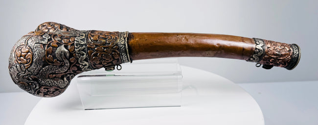 Tibetan Kangling Human Femur Ritual Trumpet with Dragon Metalwork | 19th–Early 20th Century