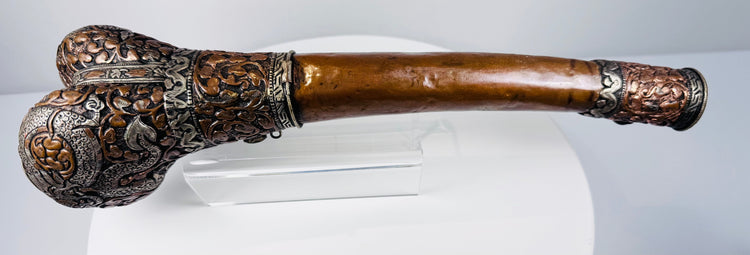 Antique Tibetan Kangling Human Bone Trumpet with Turquoise-Coloured Inlays