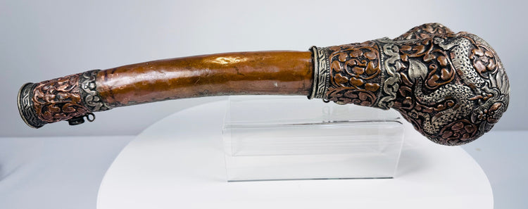 Tibetan Buddhist Human Bone Trumpet with Turquoise-Coloured Terminal Fittings