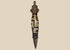 Tibetan Dzi-style bead phurba amulet with copper-alloy fittings and trihedral blade