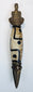 Himalayan Buddhist phurba pendant with patterned Dzi-style bead and wrathful face finial