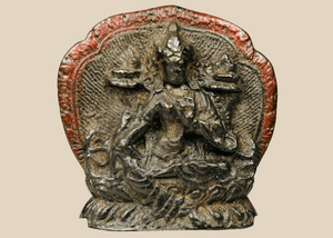 Placa devocional de una deidad sentada tibetana | Periodo Qing | Circa 1644-1912