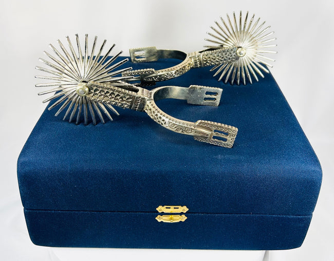 Pair of Chilean espuelas with traditional design and detailed craftsmanship