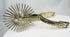 Nickel silver Chilean spurs with intricate patterns and original fitted case