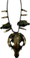 Tribal ritual necklace featuring animal skulls and pig teeth woven on twine cord, 19th–early 20th century