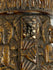 Tibetan Buddhist human bone prayer wheel with three Buddha figures in distinct mudra positions