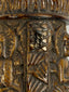 Tibetan Buddhist human bone prayer wheel with three Buddha figures in distinct mudra positions