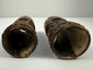 Hand-carved Tibetan Buddhist prayer wheel with aged bone surface and relief decoration