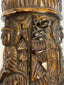 Antique Tibetan human bone prayer wheels with carved Buddha figures and Sanskrit inscriptions