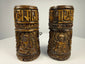 Pair of Tibetan Buddhist prayer wheels carved from human femur bone with Buddha relief figures